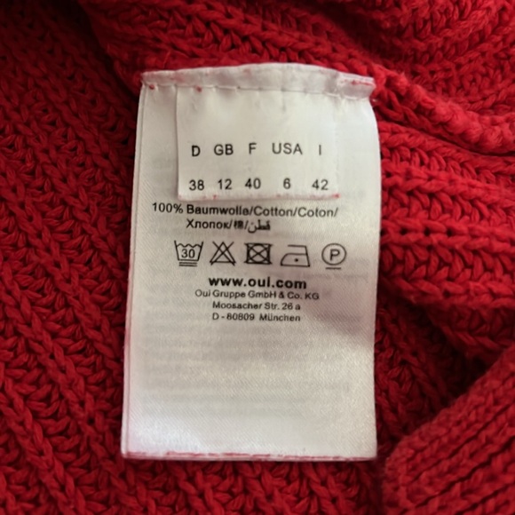 Oui Red Cotton Knit Pullover 6 - Picture 4 of 7